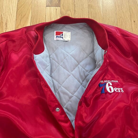 VTG 80s Philadelphia 76ers Sixers Satin Bomber Varsity Jacket Swingster XL USA‎ - Picture 4 of 7